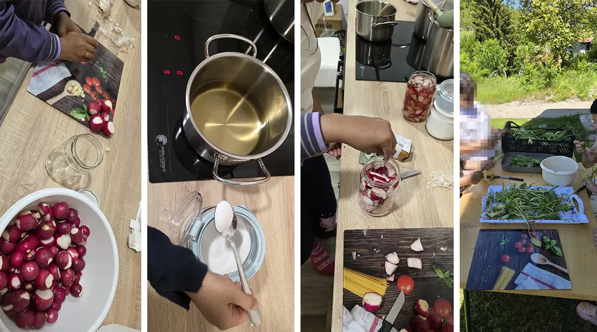 Girls from the Sarajevo Home for Children without Parental Care learn to preserve the fruits of their work: Preparing homemade pickled radishes in Ledići