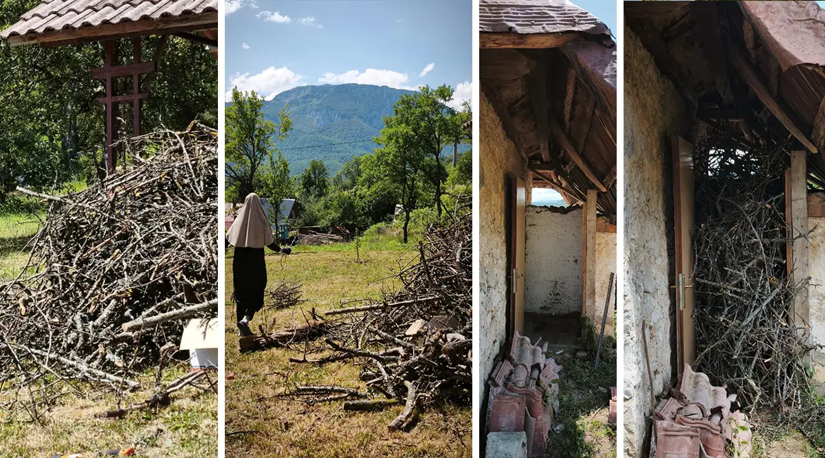 Small Family Home Ledići Foundation Second firewood old apple tree branches barbecue children